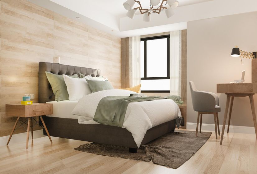 Contemporary brown bedroom