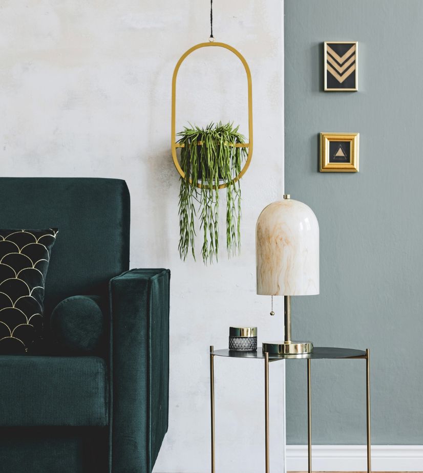 Living room green couch